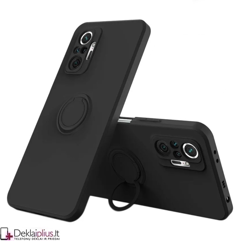 Švelnaus silikono dėklas su žiedu - juodas (Xiaomi Redmi Note 10 Pro) Švelnaus silikono dėklas su žiedu - juodas (Xiaomi Redmi Note 10 Pro)